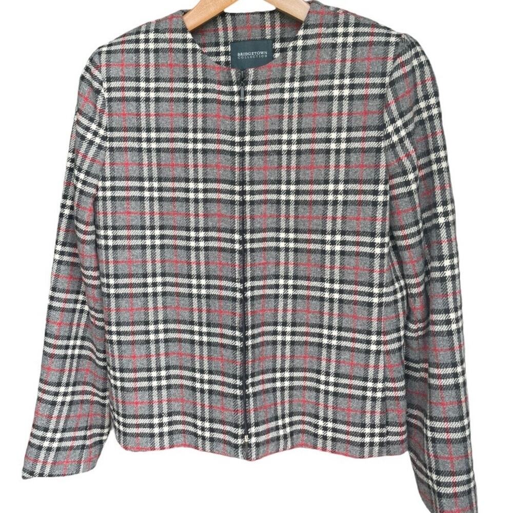 Bridgetown Collection Women's Wool Blend Plaid Full-Zip Jacket Blazer Size 6